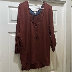 We The Free Burnt Orange Casual 3/4 Shirt. Very Loose Fitting.